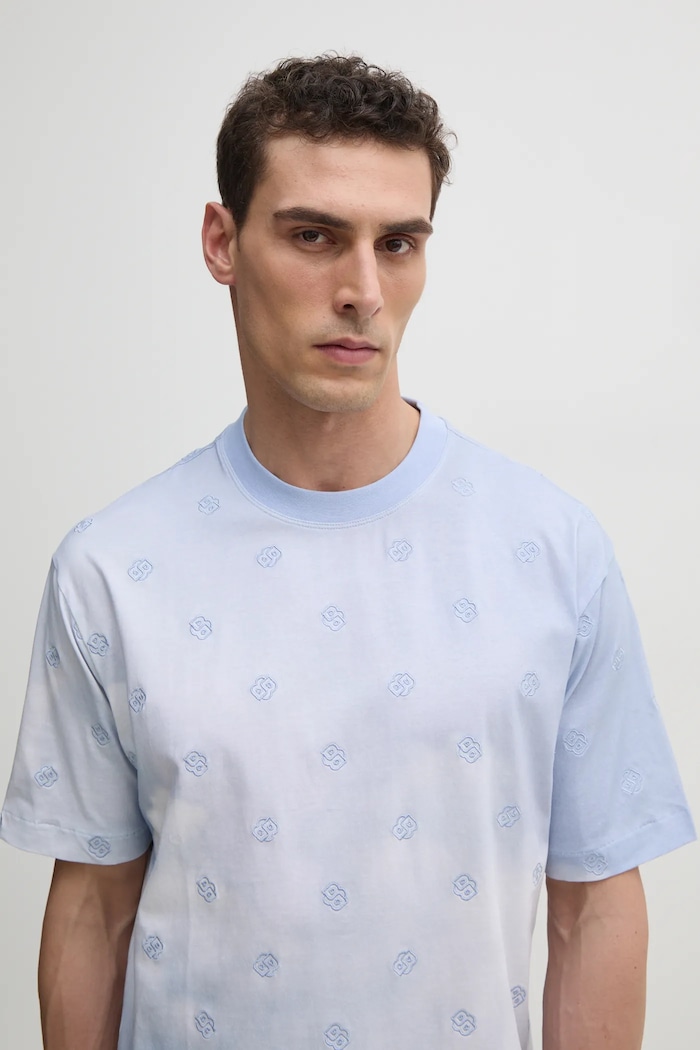 BOSS t-shirt bawełniany niebieski 50531387