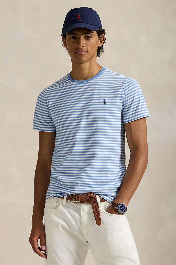 Βαμβακερό μπλουζάκι Polo Ralph Lauren κανονικό μπλε 710956828