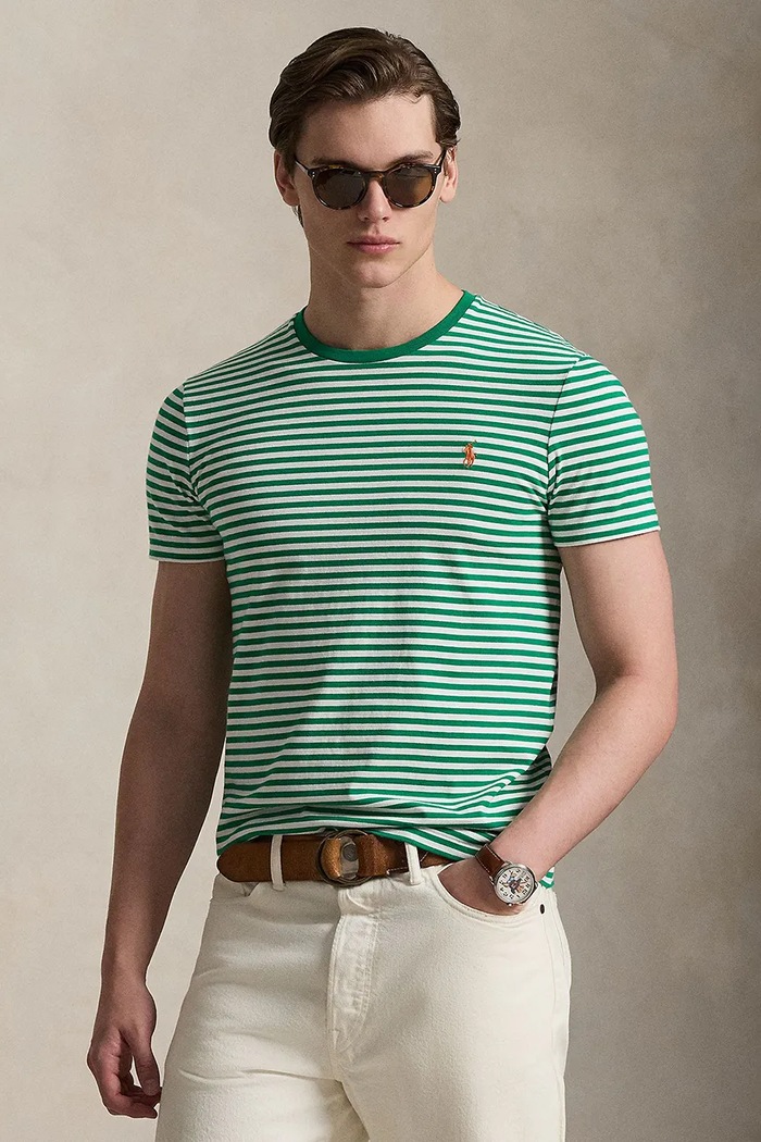 Polo Ralph Lauren t-shirt bawełniany wzorzyste zielony 710956828
