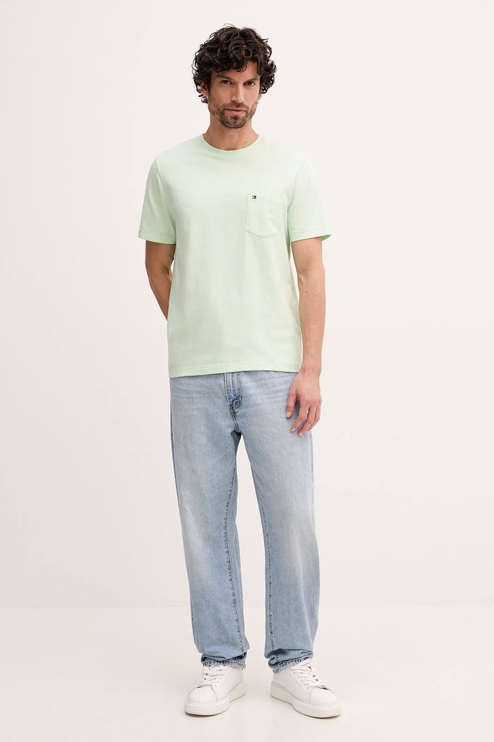 Tommy Hilfiger tričko pánske bavlnené MW0MW37283 zelená SS26