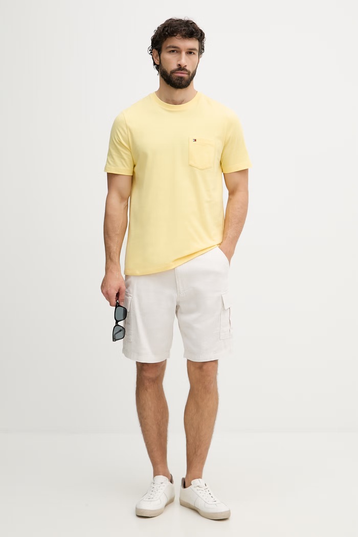 Tommy Hilfiger tricou bărbătesc din bumbac MW0MW37283 galben SS26