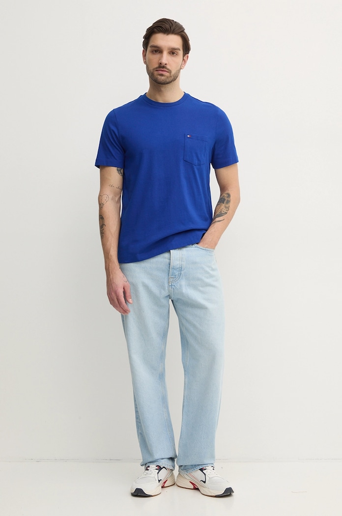 Tommy Hilfiger t-shirt ανδρικό βαμβακερό MW0MW37283 μπλε SS26