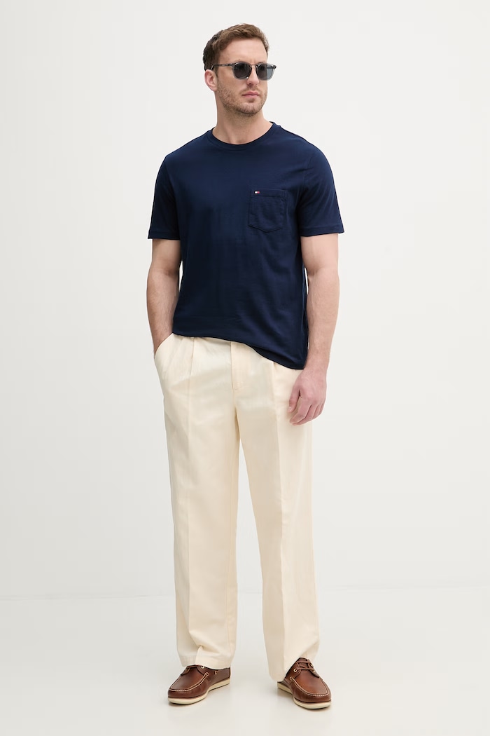 Tommy Hilfiger tricou bărbătesc din bumbac MW0MW37283 bleumarin SS26