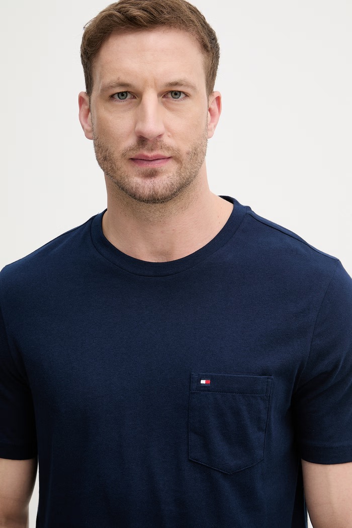 Tommy Hilfiger tricou bărbătesc din bumbac bleumarin MW0MW37283