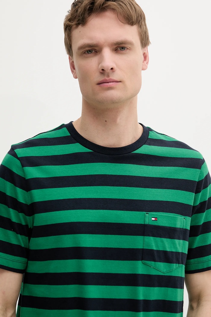 Oblečenie Tommy Hilfiger tričko pánske bavlnené MW0MW37283 zelená