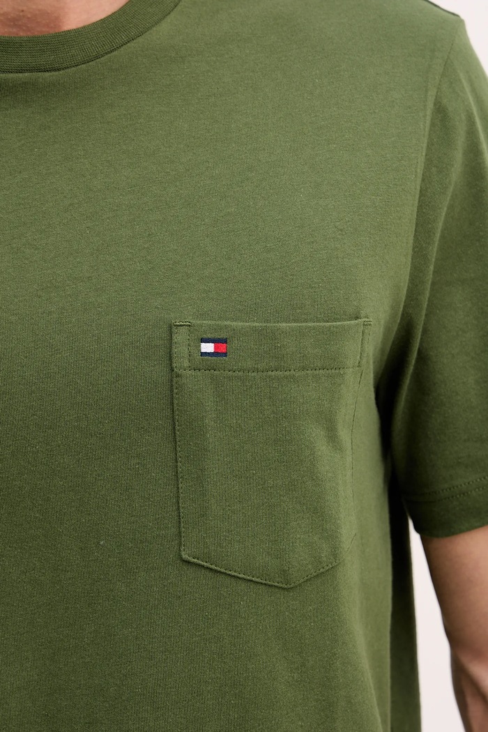 Tommy Hilfiger tričko pánske bavlnené MW0MW37283 zelená