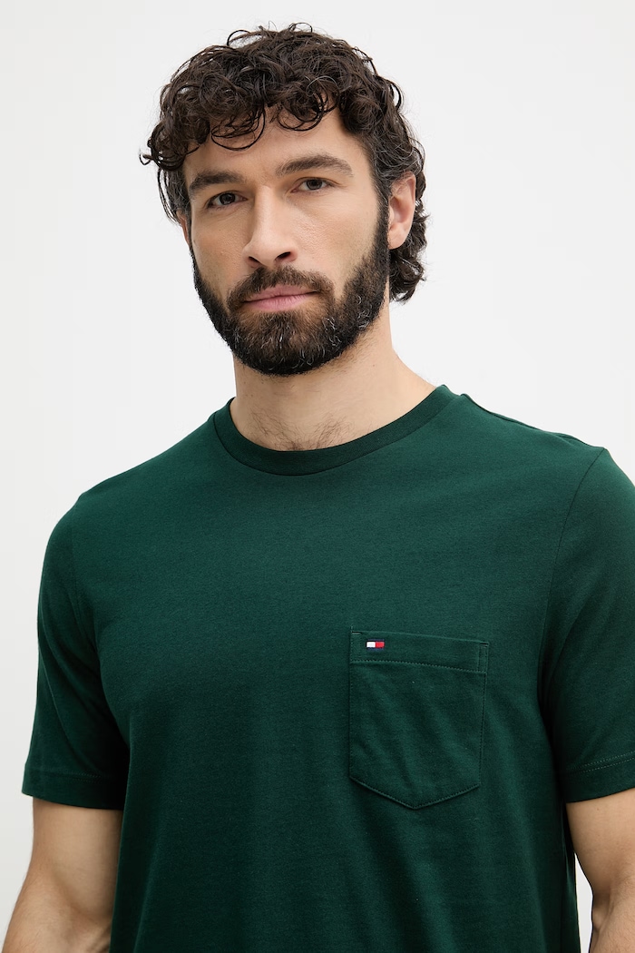 Tommy Hilfiger tricou bărbătesc de bumbac verde MW0MW37283