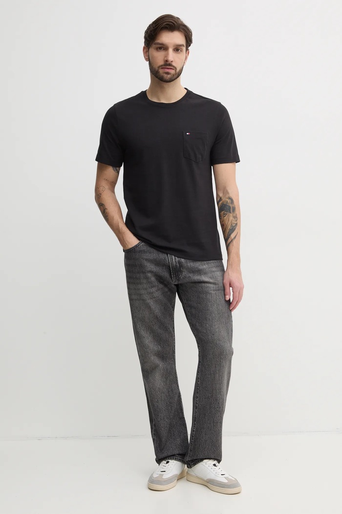 Tommy Hilfiger tricou bărbătesc bumbac MW0MW37283 negru SS26
