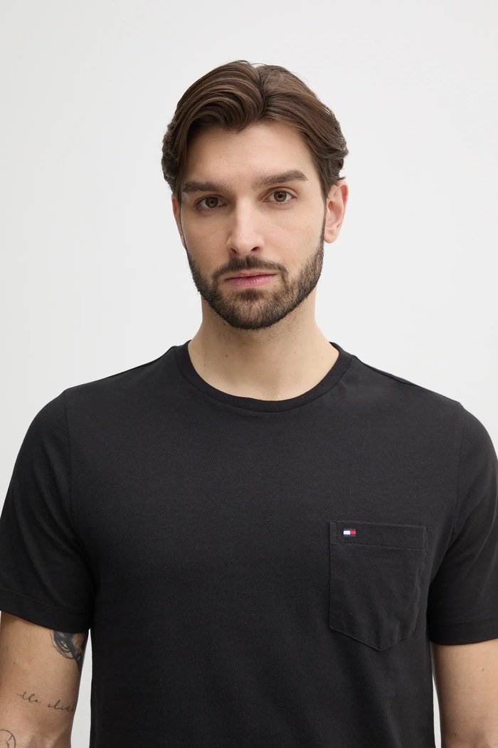 Tommy Hilfiger tricou bărbătesc bumbac negru MW0MW37283