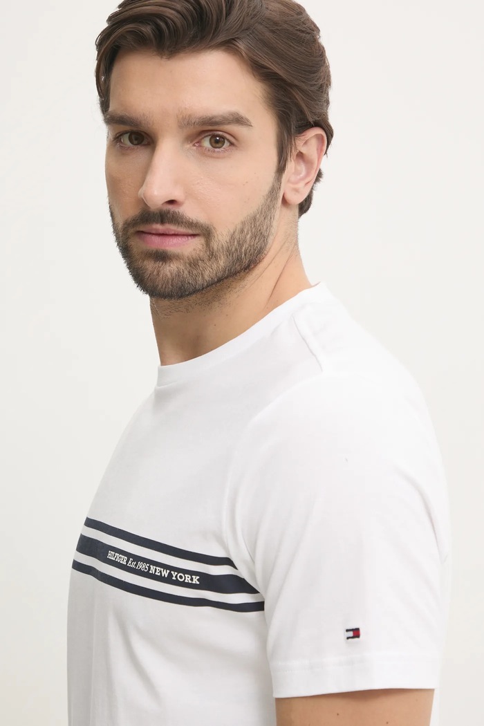 Bavlněné tričko Tommy Hilfiger Tommy Hilfiger MW0MW37443 bílá