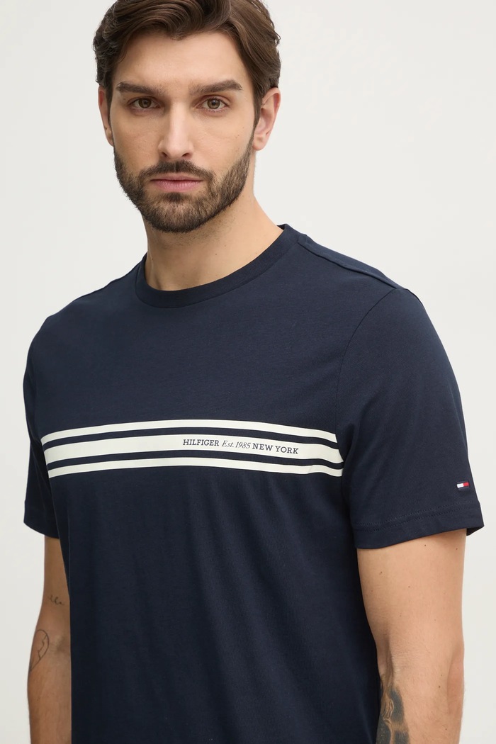 Памучна тениска Tommy Hilfiger тъмносин MW0MW37443