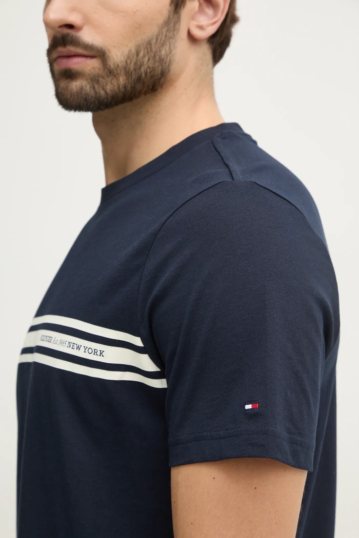 Памучна тениска Tommy Hilfiger MW0MW37443 тъмносин