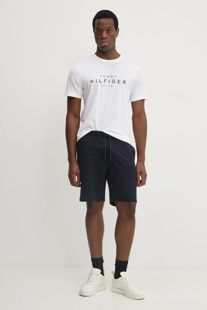 Tommy Hilfiger Bavlněné tričko Tommy Hilfiger MW0MW37448 bílá SS25