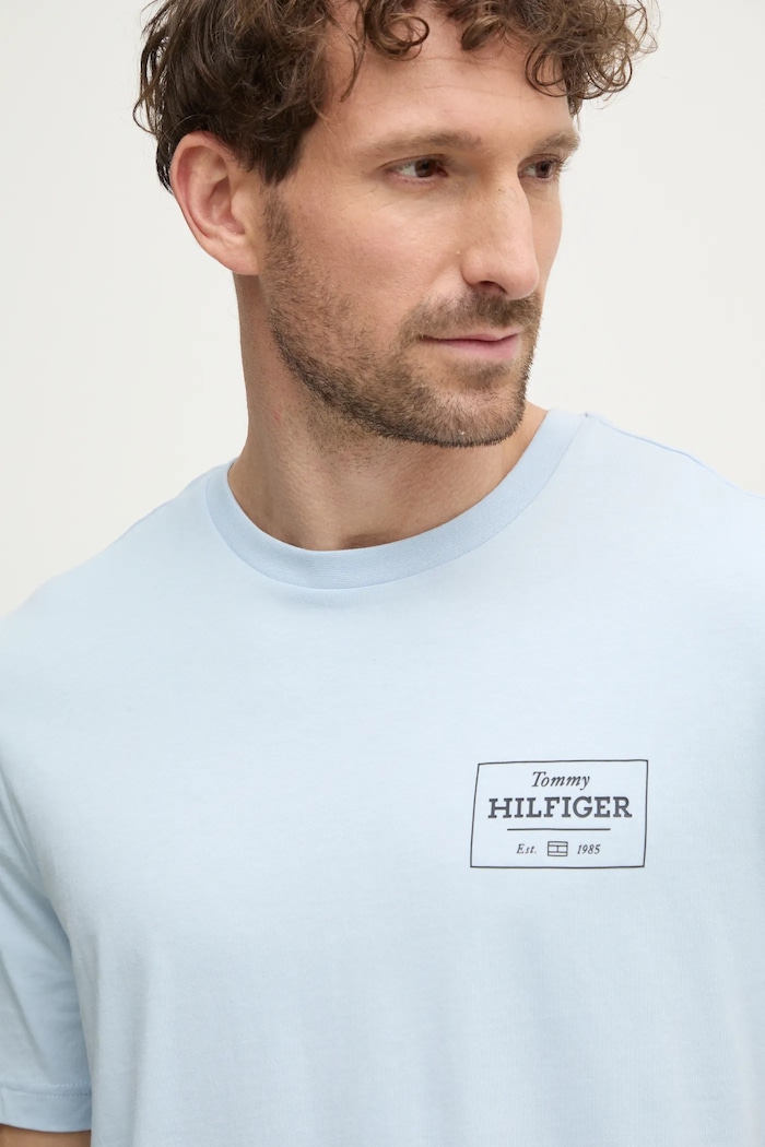 Bavlněné tričko Tommy Hilfiger modrá MW0MW37454