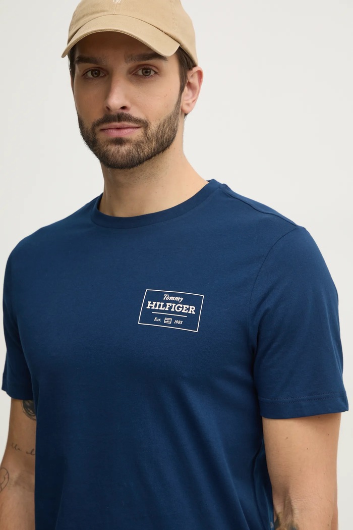 Bavlnené tričko Tommy Hilfiger tmavomodrá MW0MW37454