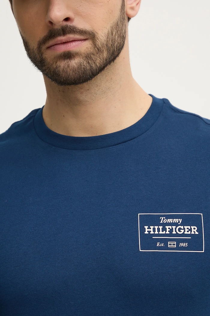 Bavlnené tričko Tommy Hilfiger MW0MW37454 tmavomodrá