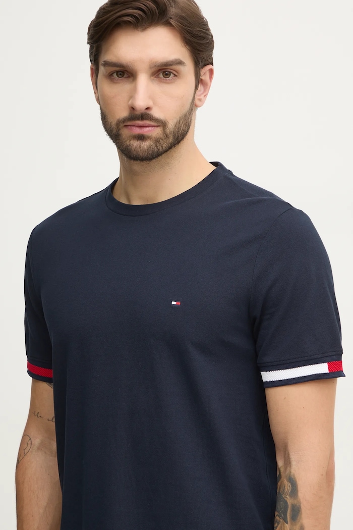 Bavlnené tričko Tommy Hilfiger tmavomodrá MW0MW38078