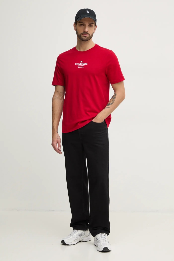 Tommy Hilfiger tricou MW0MW38980 rosu SS25