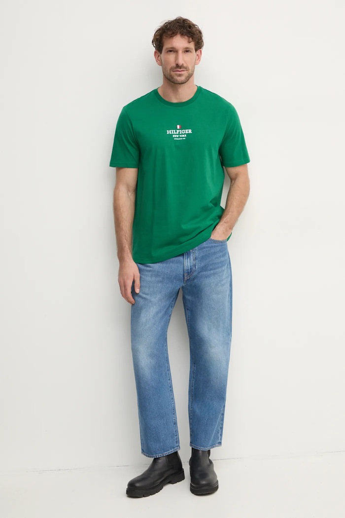 Tommy Hilfiger tricou MW0MW38980 verde SS25
