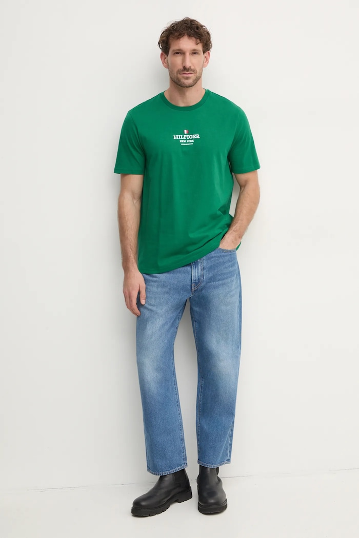 Tommy Hilfiger tricou MW0MW38980 verde SS25