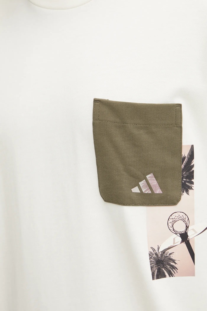 Bavlněné tričko adidas M T LENS PKT T JJ3928 béžová