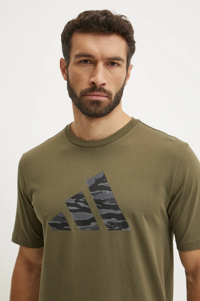 adidas t-shirt bawełniany Camo zielony JI6768