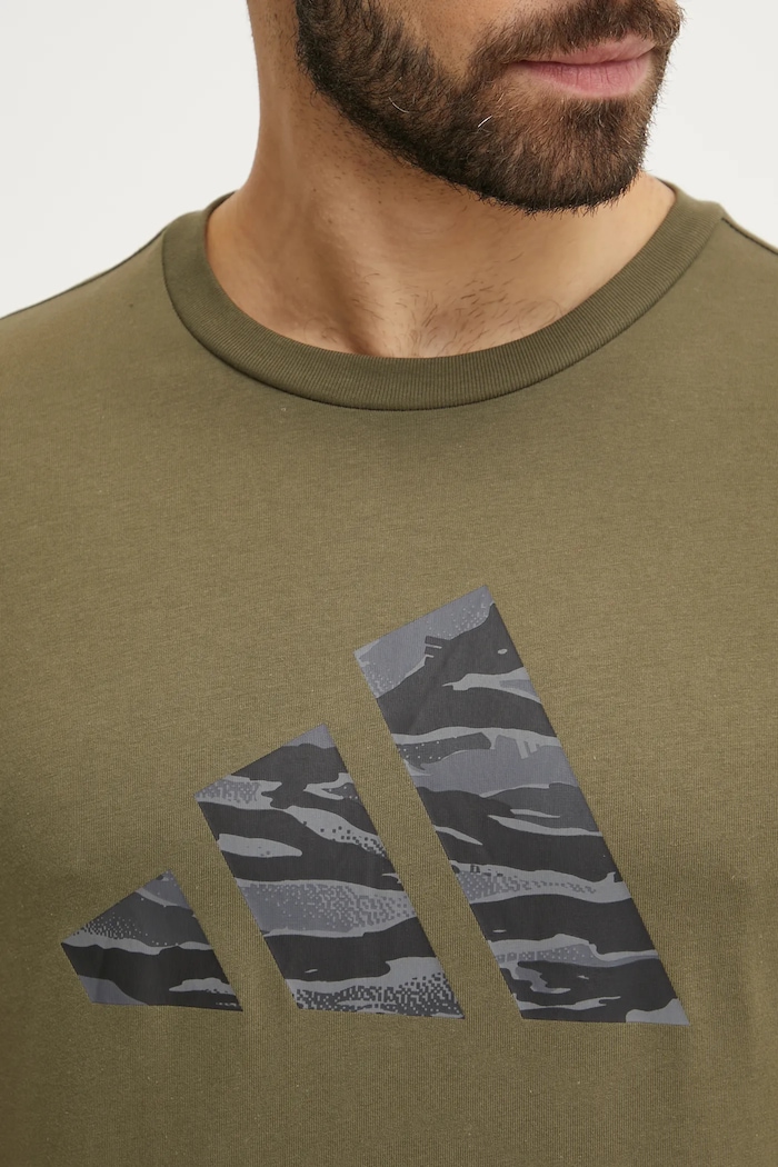adidas t-shirt bawełniany Camo JI6768 zielony