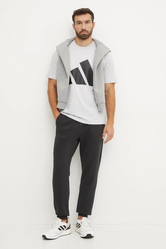 Bavlněné tričko adidas Essentials JE8946 šedá SS25
