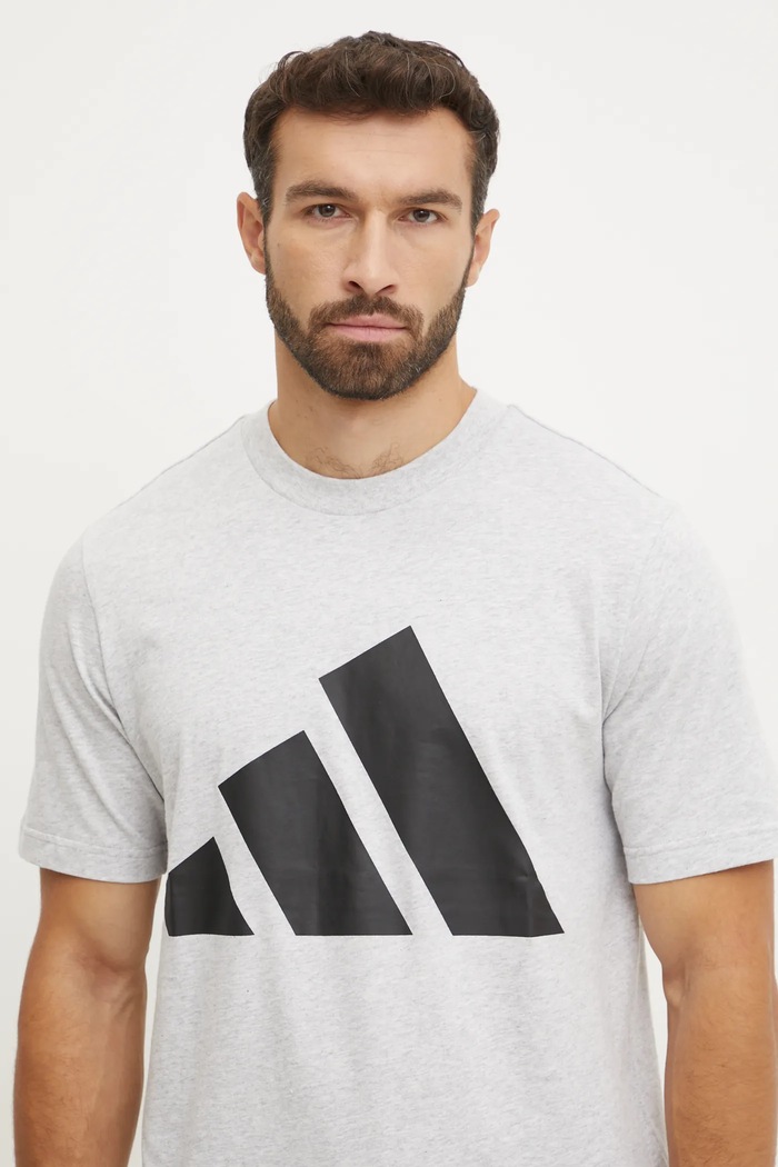 Bavlněné tričko adidas Essentials šedá JE8946