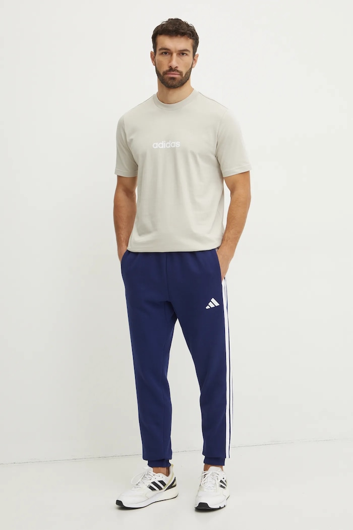 adidas tricou din bumbac Essentials Linear JE9007 bej SS25