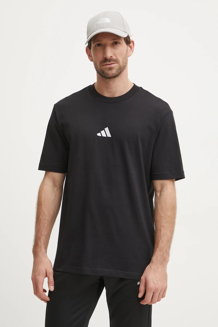 adidas T-shirt bawełniany Essential czarny JE9024