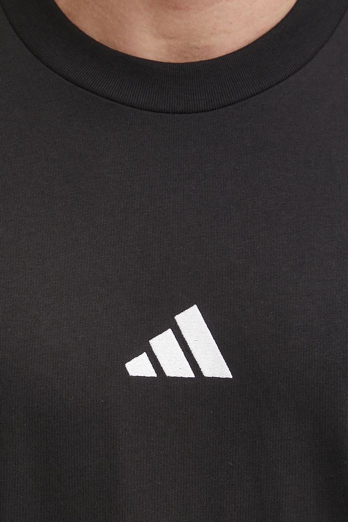 T-shirt bawełniany Essential adidas czarny JE9024