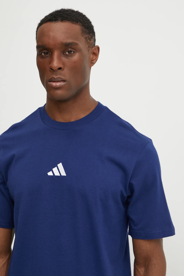 adidas t-shirt bawełniany Essential granatowy JF1093