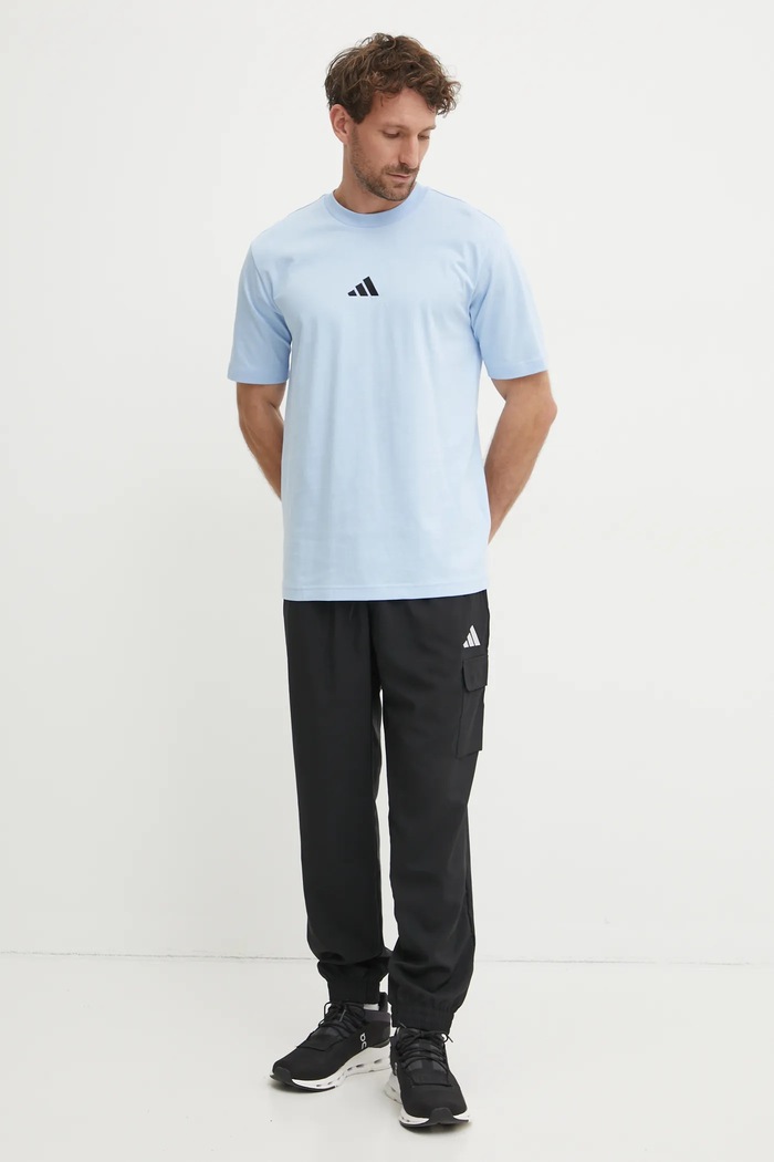 adidas tricou din bumbac Essential JF1101 albastru SS25