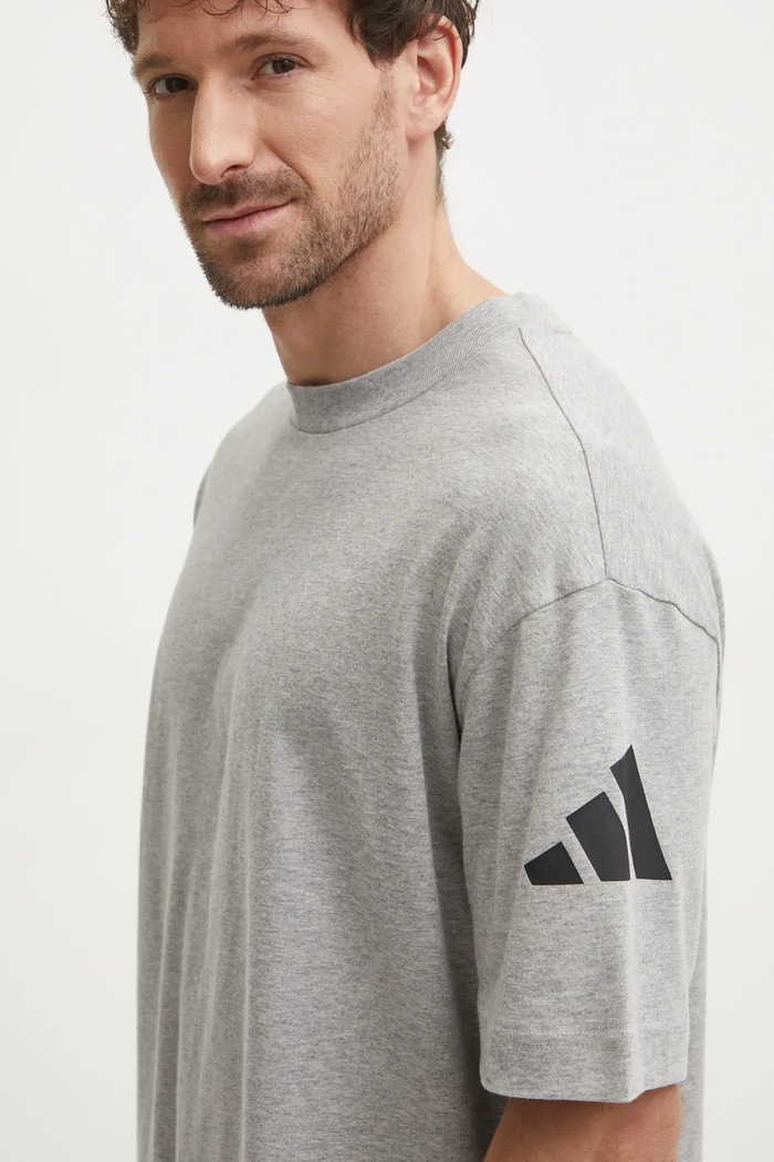 Bavlněné tričko adidas Essentials šedá JF3618