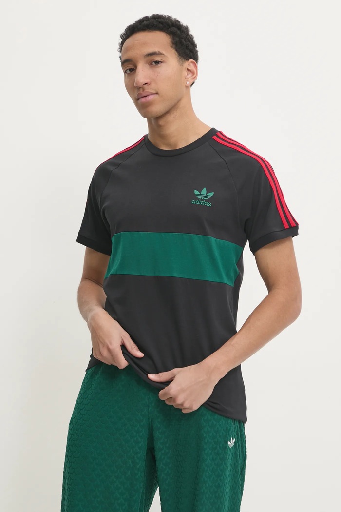 adidas Originals t-shirt bawełniany 3S PANEL TEE wzorzyste czarny JP1272