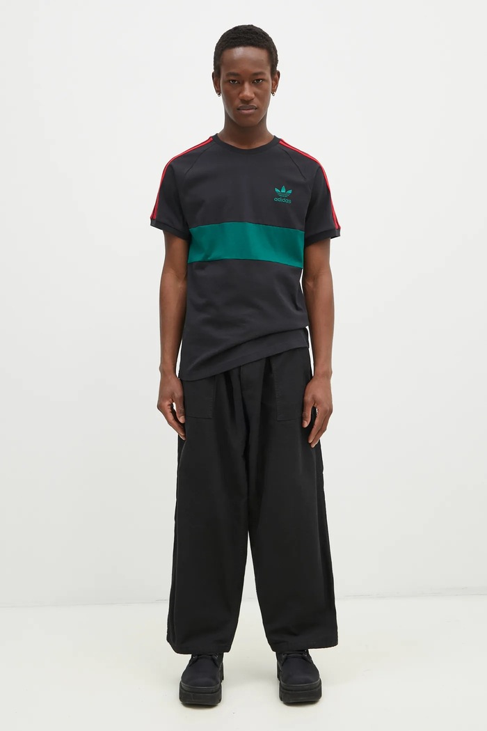 adidas Originals cotton t-shirt 3S PANEL TEE JP1272 black