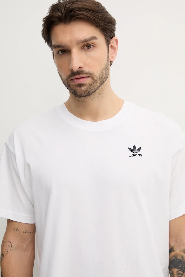 Βαμβακερό μπλουζάκι adidas Originals Essential λευκό JD0373