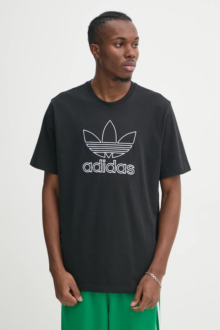 adidas Originals t-shirt bawełniany OUTL TREF TEE aplikacja czarny JP1088