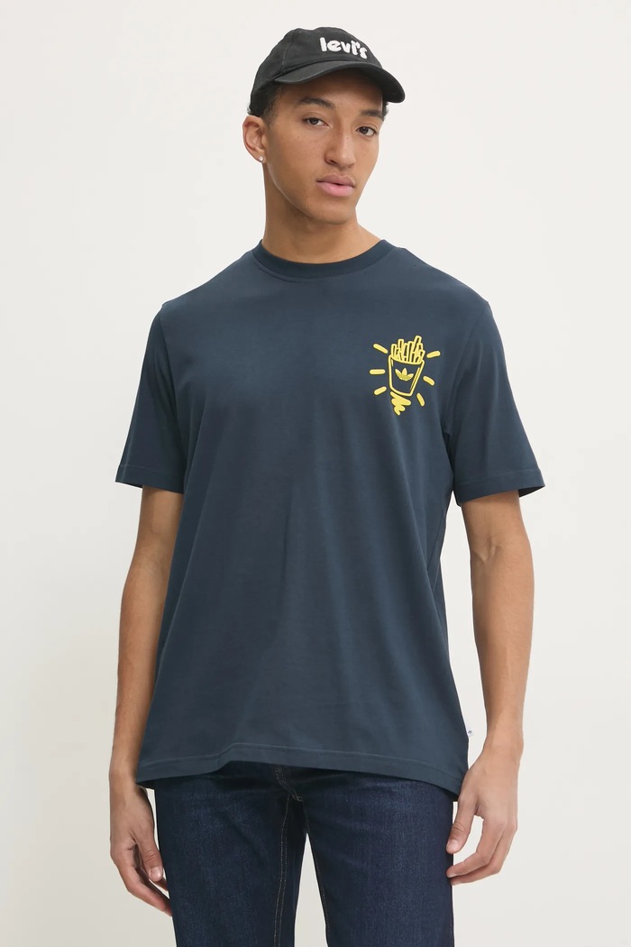 adidas Originals t-shirt bawełniany Q12 TS STREET B JP4500 granatowy SS25