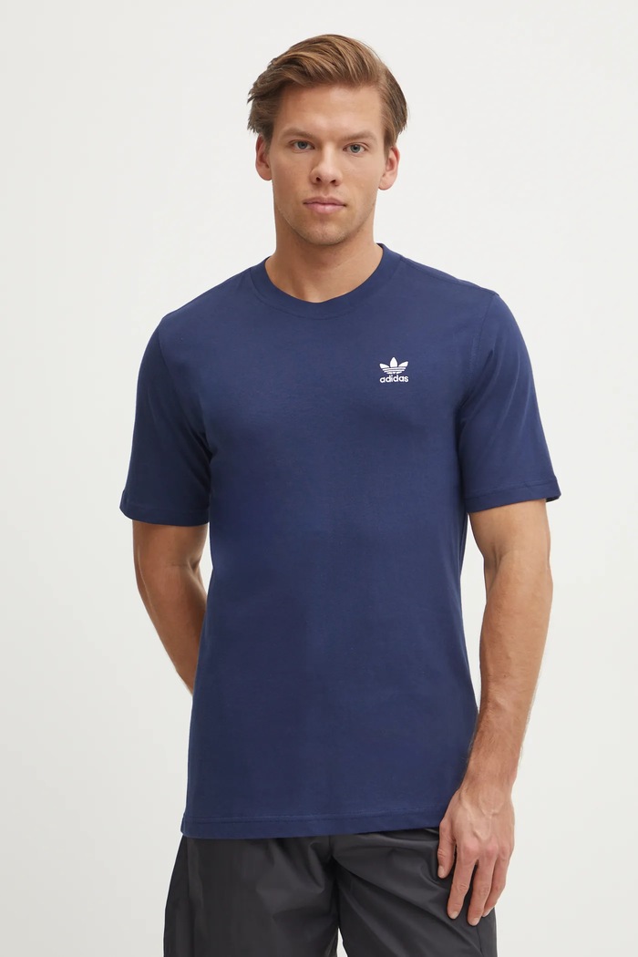 adidas Originals t-shirt bawełniany Trefoil bawełna granatowy JC9989