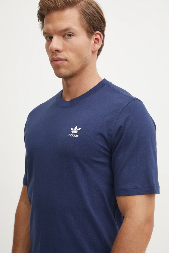 adidas Originals t-shirt bawełniany Trefoil granatowy JC9989