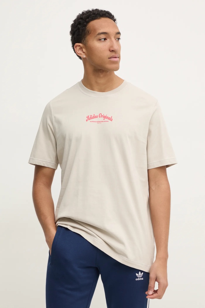 Oblečení Bavlněné tričko adidas Originals Wabash JD0667 béžová