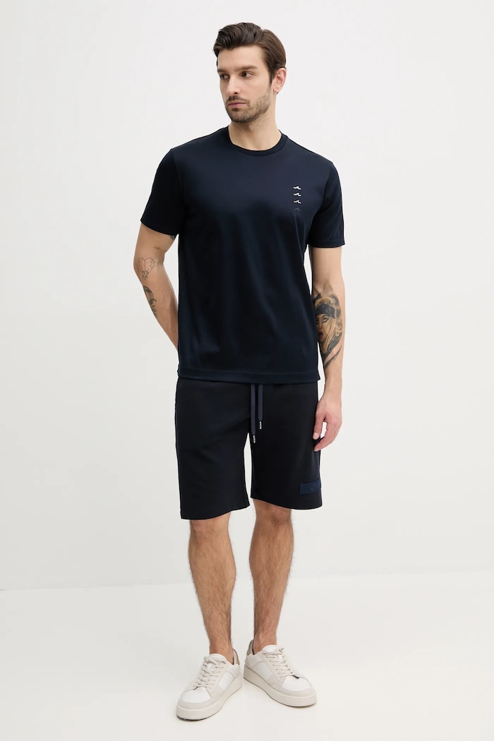 Bavlněné tričko Paul&Shark 25411079 námořnická modř SS25