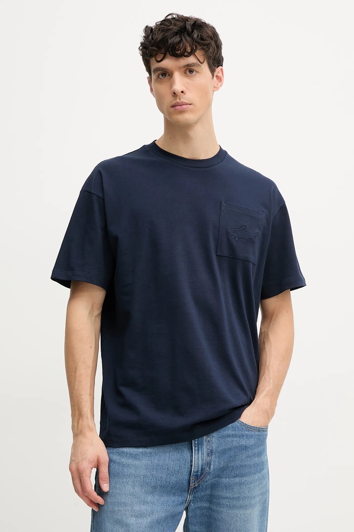 Paul&Shark t-shirt bawełniany aplikacja granatowy 25411092