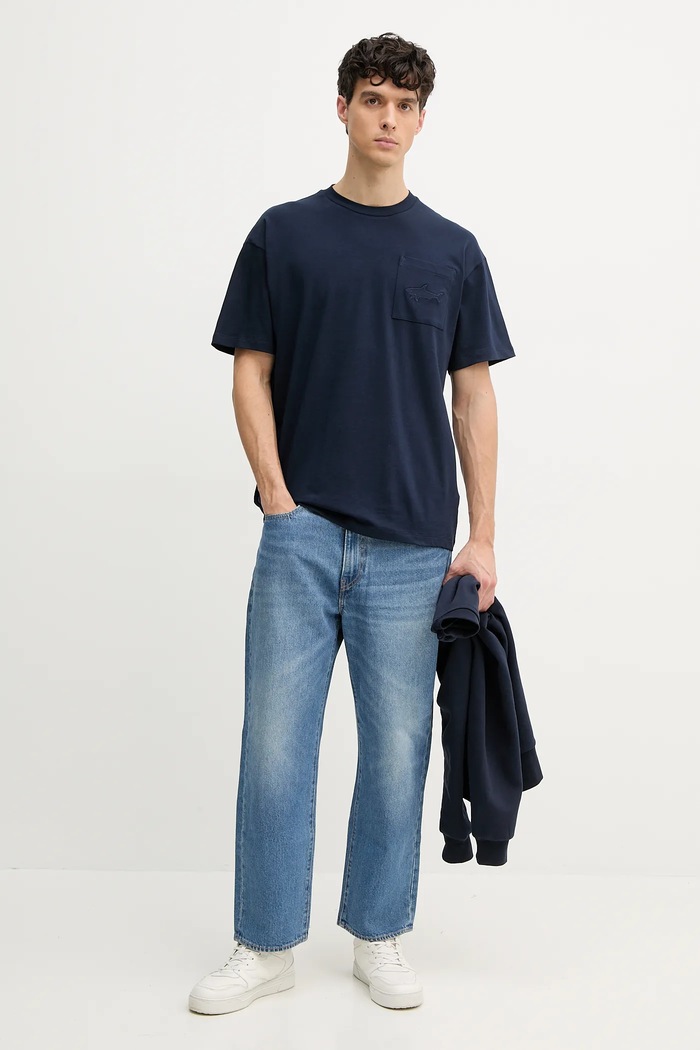 Paul&Shark t-shirt bawełniany 25411092 granatowy SS25