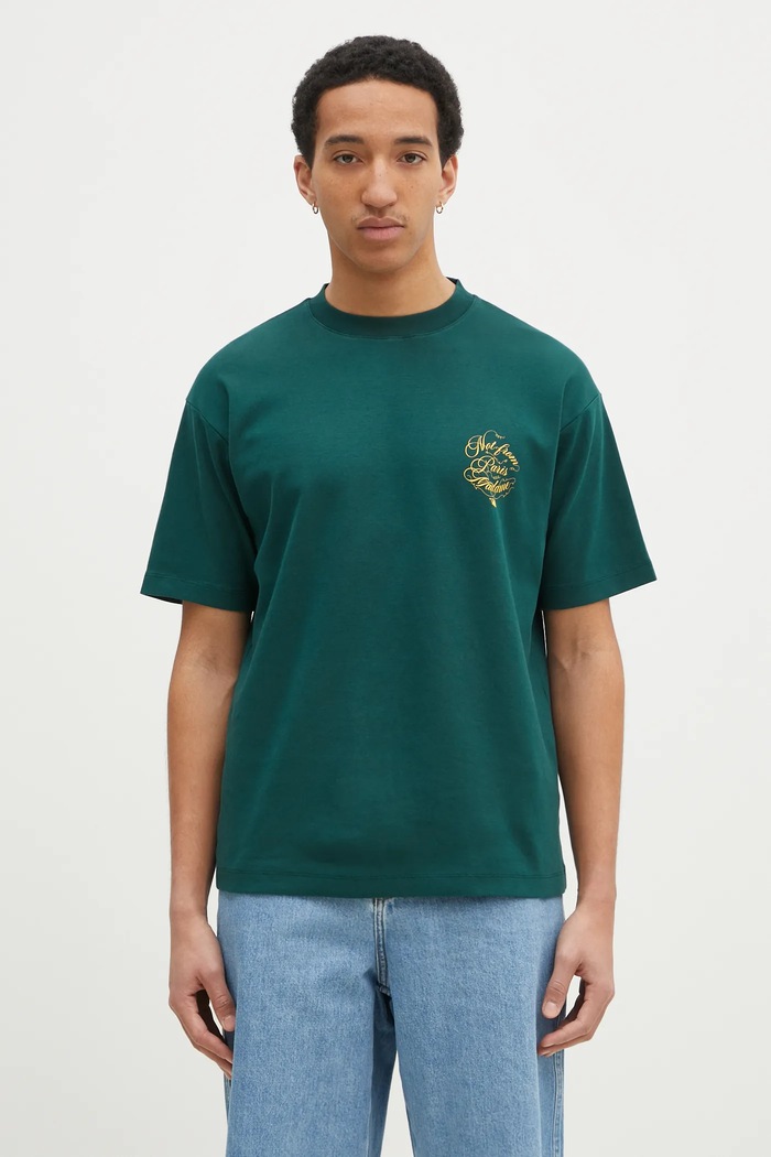 Drôle de Monsieur tricou din bumbac Le T-Shirt Slogan Vignes print verde F.TS226.CO002.DGN