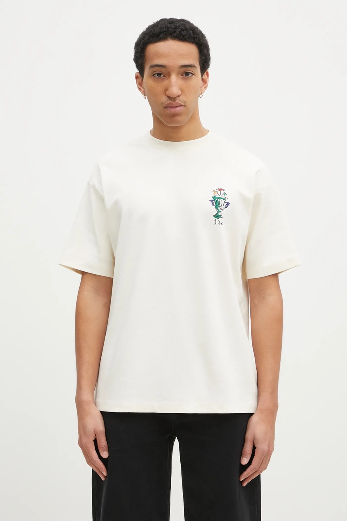 Бавовняна футболка Drôle de Monsieur Le T-Shirt Vase надрук бежевий F.TS225.CO002.CM