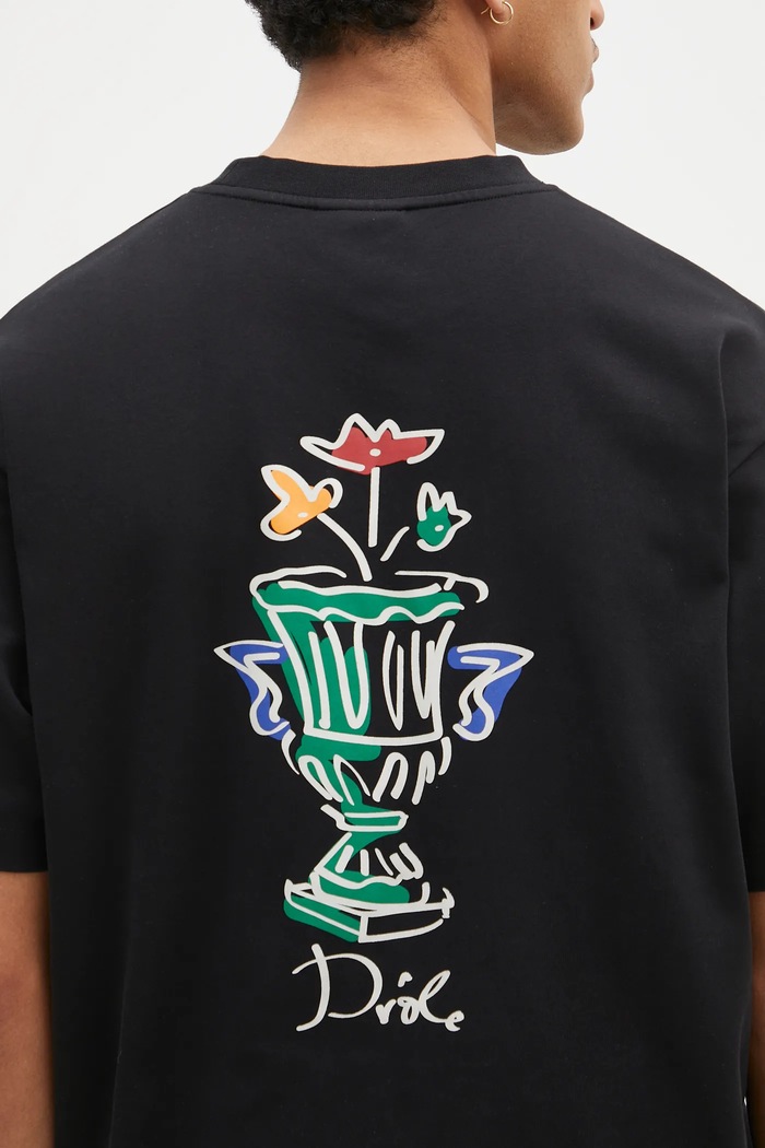 Drôle de Monsieur tricou din bumbac Le T-Shirt Vase negru F.TS225.CO002.BL