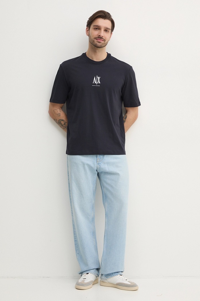 Bombažna kratka majica Armani Exchange XM000363.AF12308.NOS mornarsko modra AA00